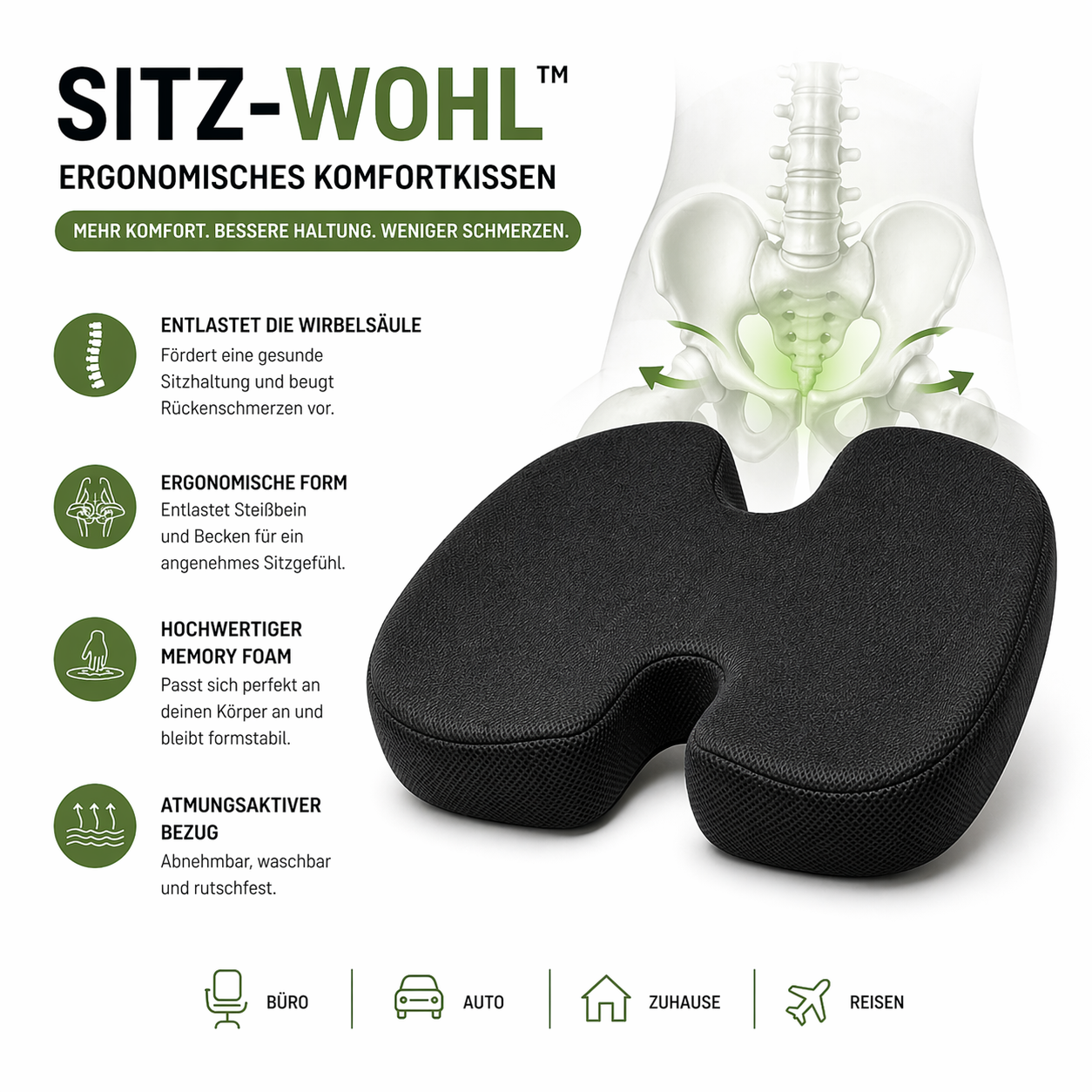 Sitz-Wohl™ Ergonomisches Komfortkissen
